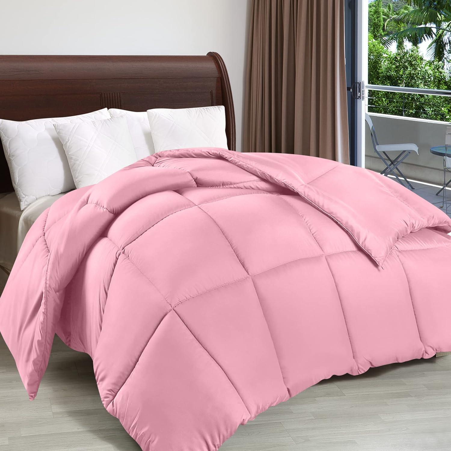 Utopia Bedding Comforter Duvet Insert, Quilted Comforter with Corner Tabs, Box Stitched Down Alternative Comforters Queen Size (Pink)