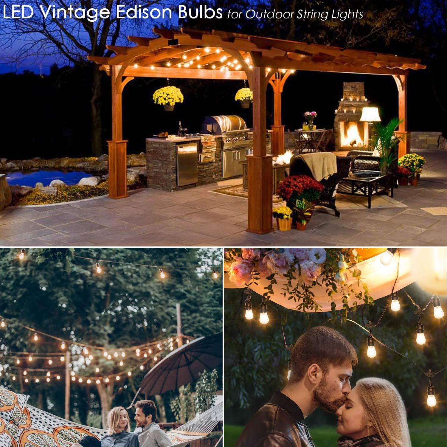 Svater Replacement Bulbs for Outdoor String Lights, 15 Pack S14 LED Bulbs for Patio, E26 Base 1W Bulb Equal to 11W Incandescent, Dimmable,Shatterproof 2700K Warm White