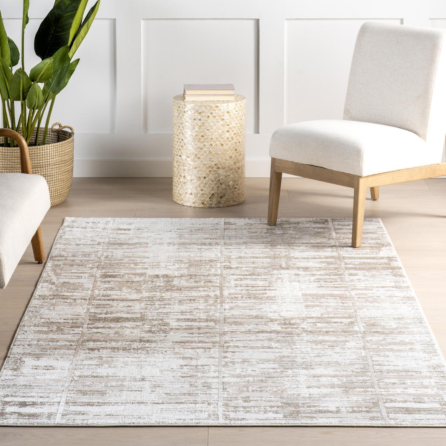 Nuloom Cambria Geometric Machine Washable Indoor Area Rug, 5' x 8', Beige