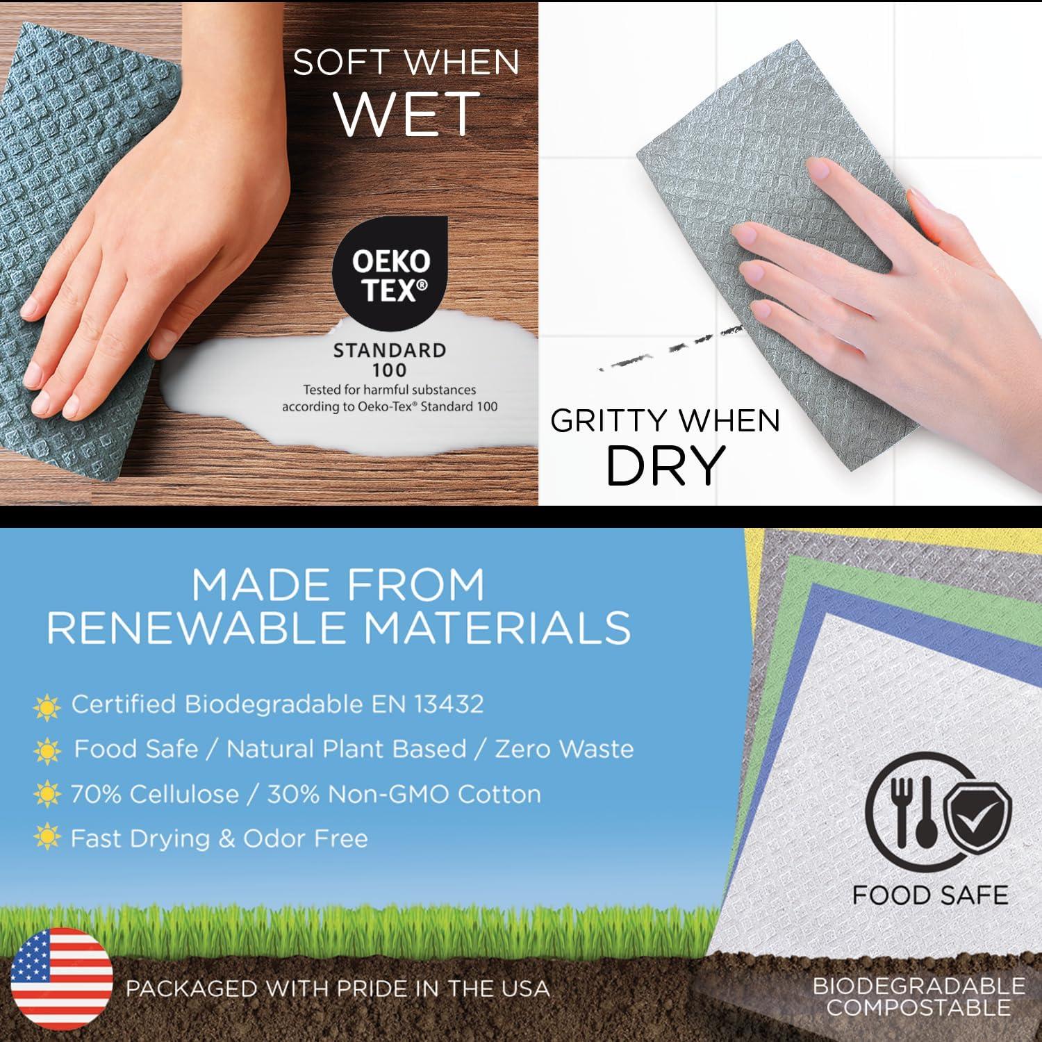 LOLA Swedish Dishcloths - 30 Pk, Eco-Friendly Sponge Cloths, Reusable Paper Towels, Made in Germany