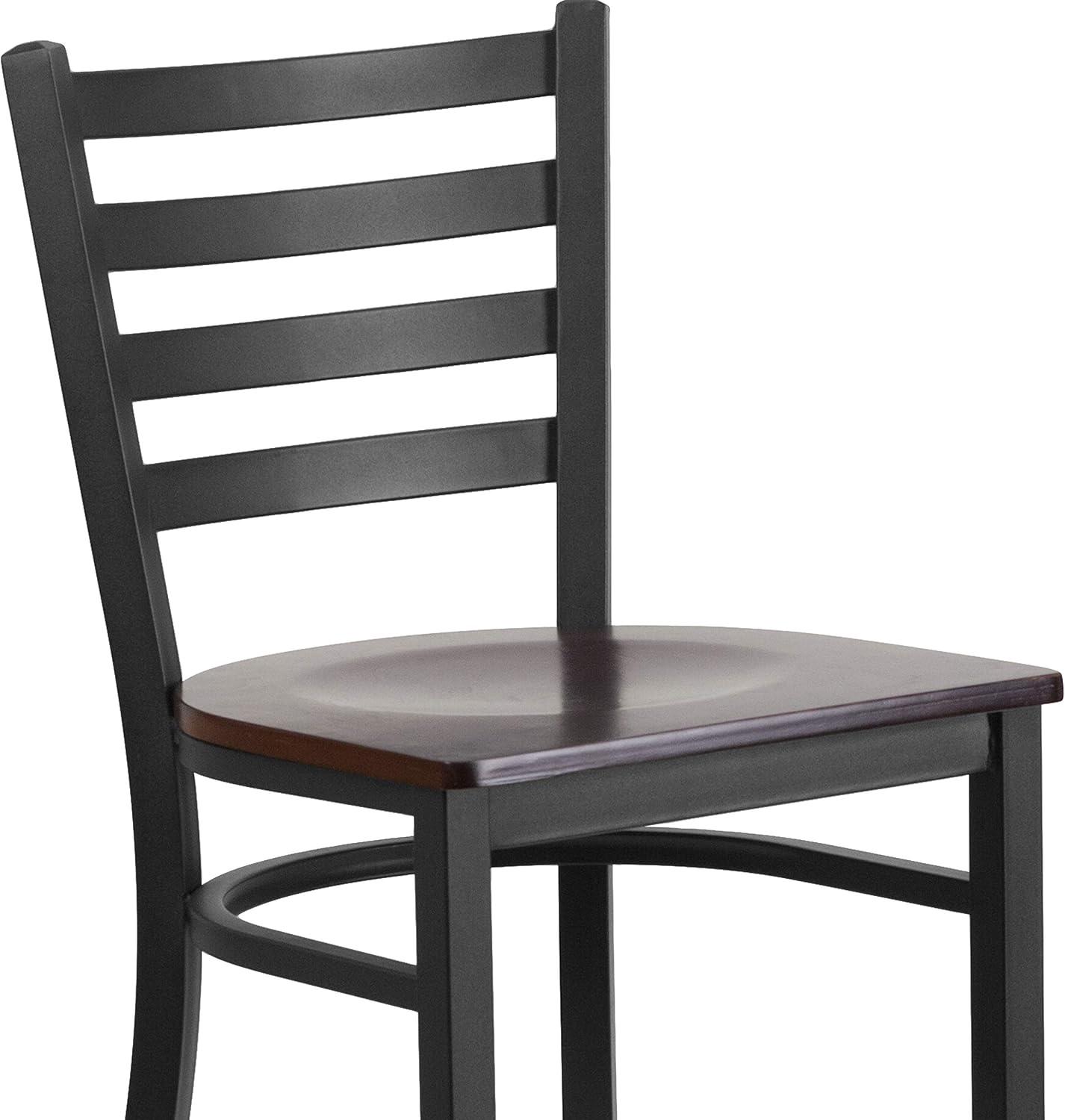 Flash Furniture HERCULES Series Black Ladder Back Metal Restaurant Barstool - Wood Seat Multiple Colors