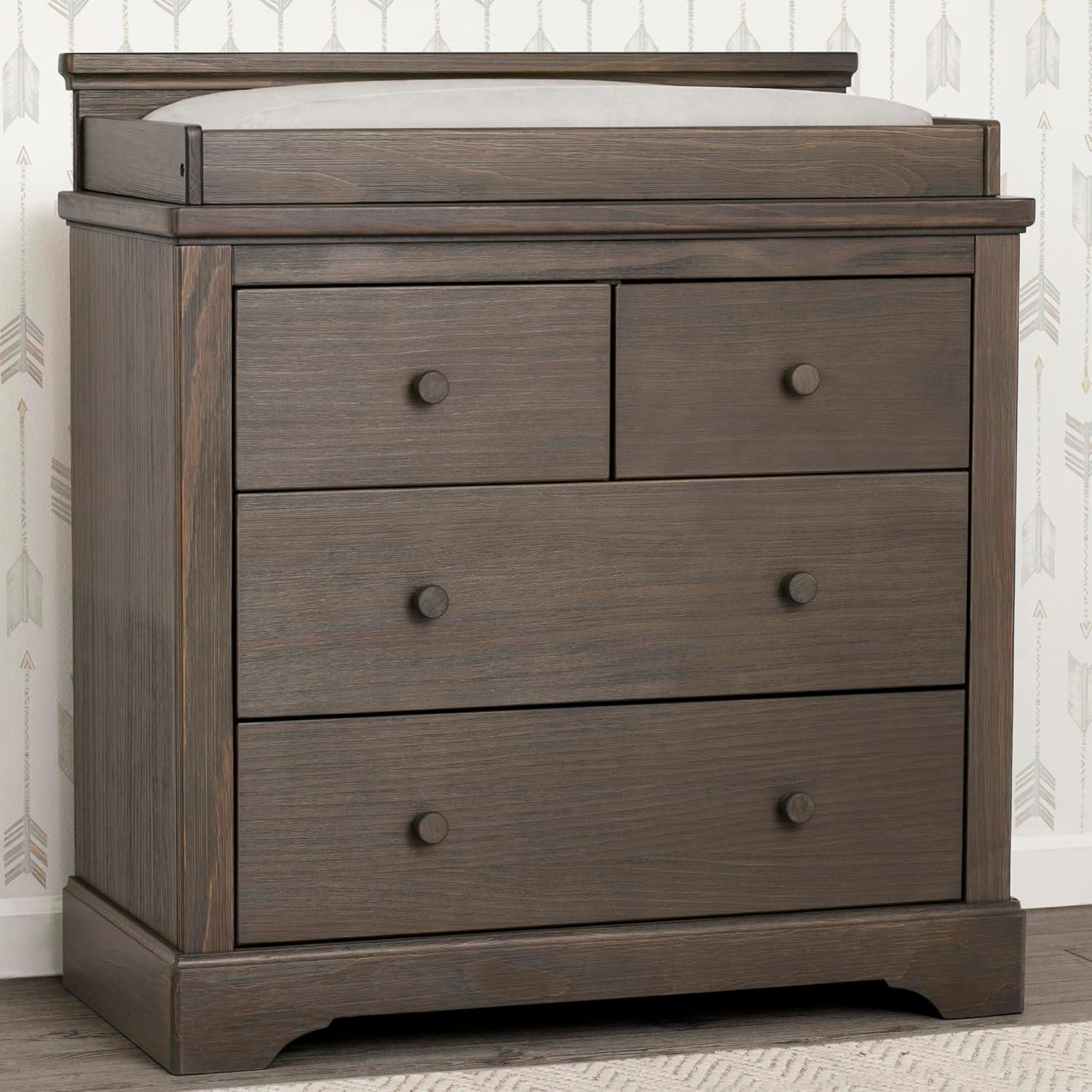 Simmons Kids' Paloma 4 Drawer Dresser with Changing Top and Interlocking Drawers - Rustic Gray