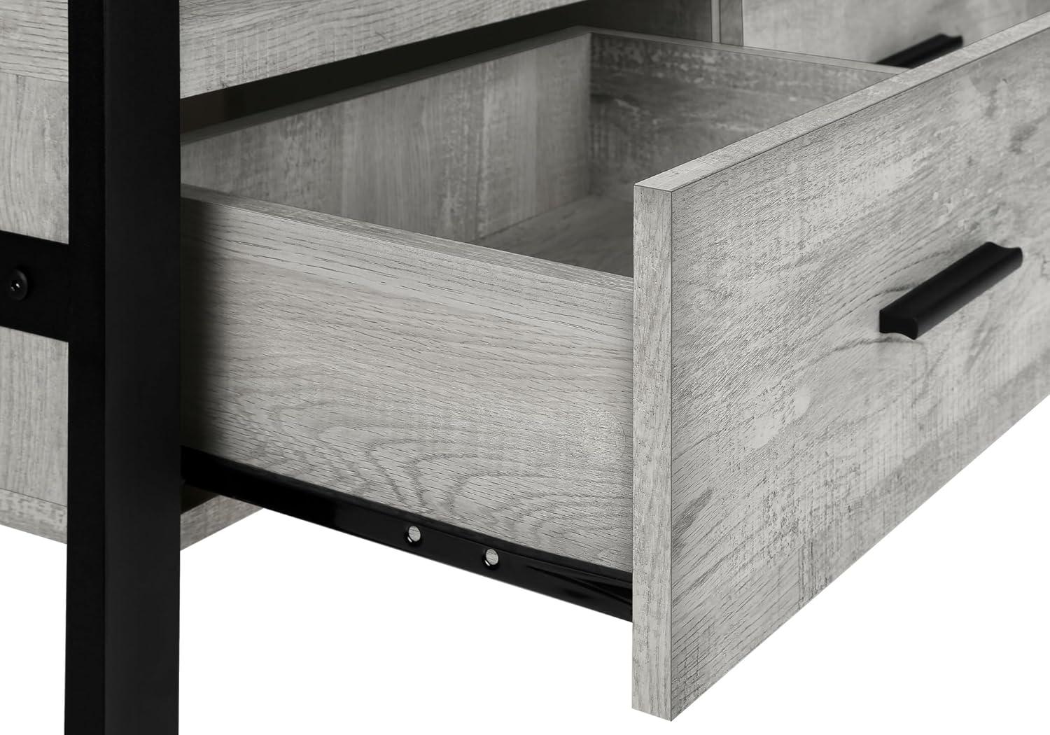 Monarch Specialties Tv Stand 60 Inch Console Media Entertainment Center Storage Drawers Metal Laminate Grey Black Contemporary Modern