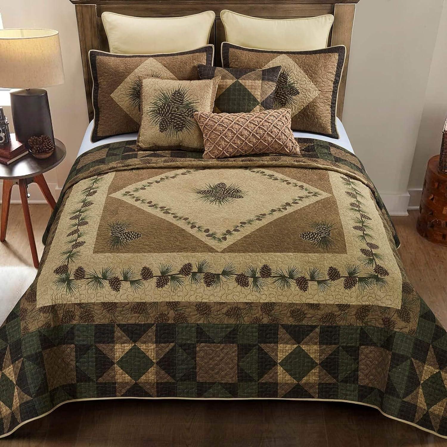 Rustic Brown Reversible Microfiber Full Quilt Set