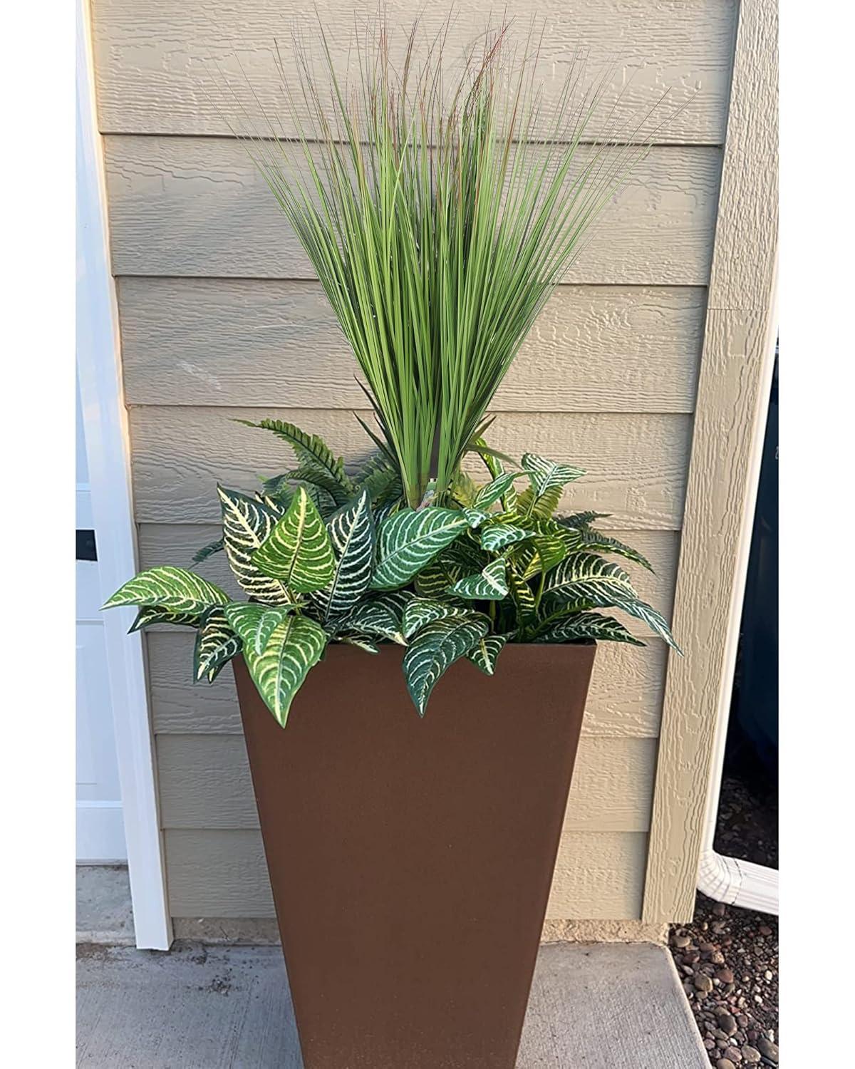 Artificial Plants 6PCS 27“ Fake Tall Onion Grass Faux Plant,Artificial Grass Greenery Shrubs Bushes for Garden Porch Window Box Shop Office Home Décor