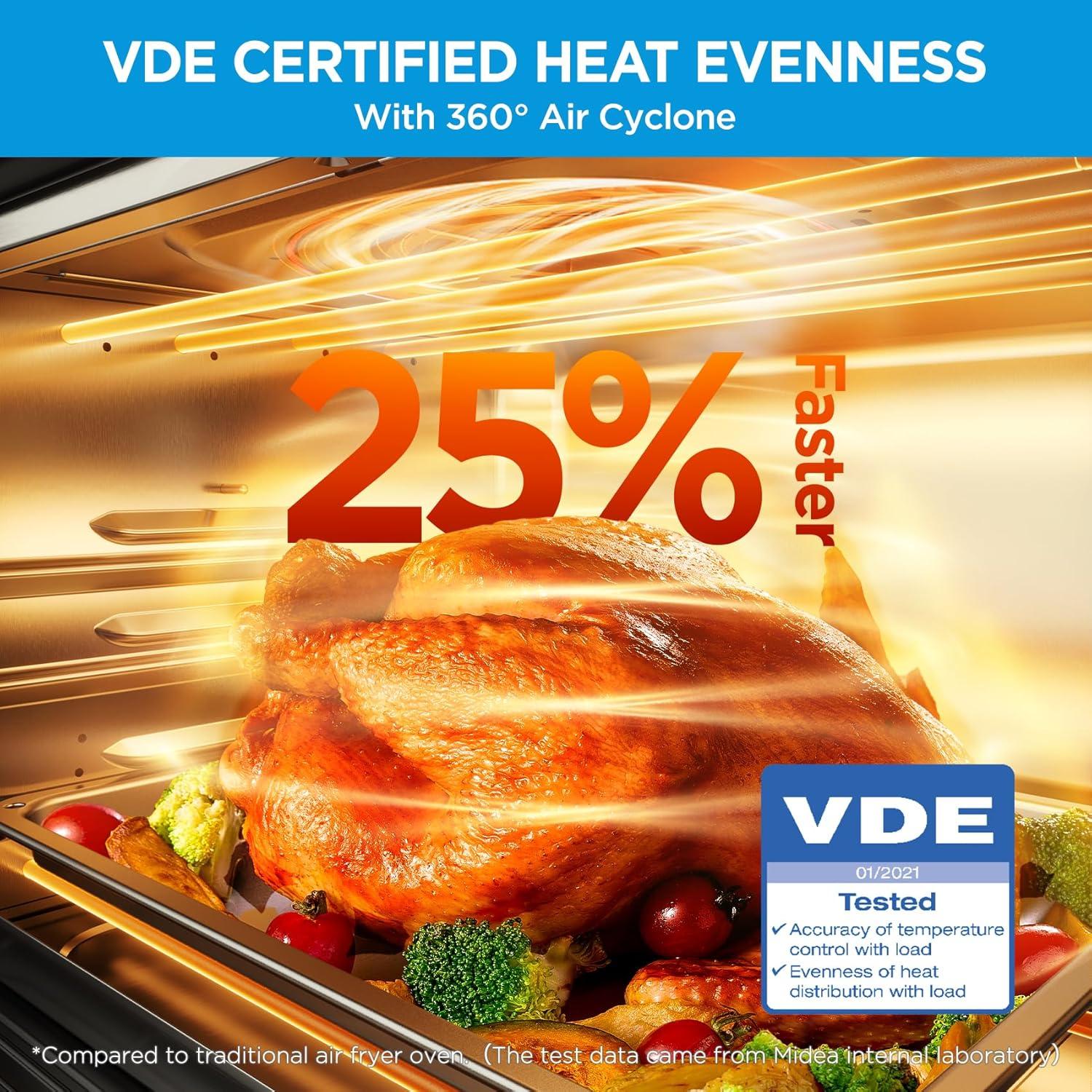 Midea Flexify 26.4 QT French Door Toaster Oven Air Fryer Combo, Stainless Steel