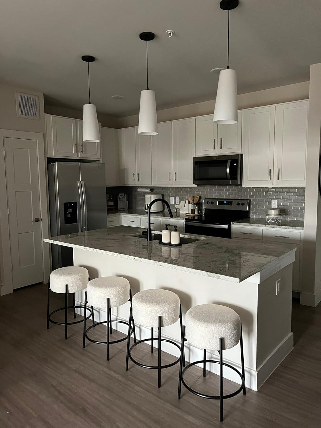 Upholstered Counter Stool with Metal Frame