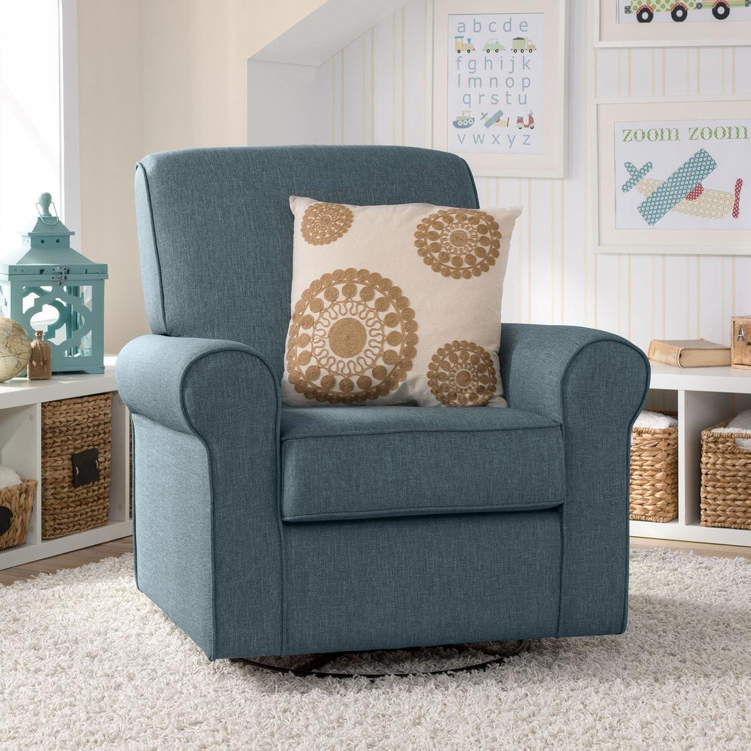 Sand Upholstered Swivel Glider with Wood Frame