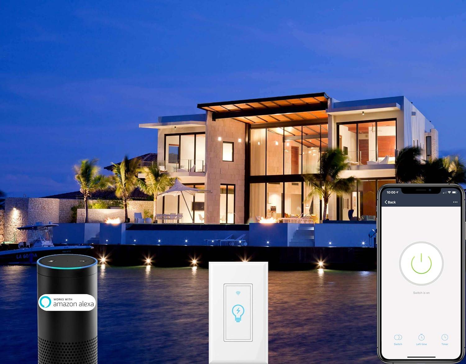 Smart Light Switch, Compatible with Alexa, Google Assistant, IFTTT, WiFi Light, Neutral Wire Required, Schedule Setting APP Remote Control, ETL, No Hub Required (Smart Switch 2pack)