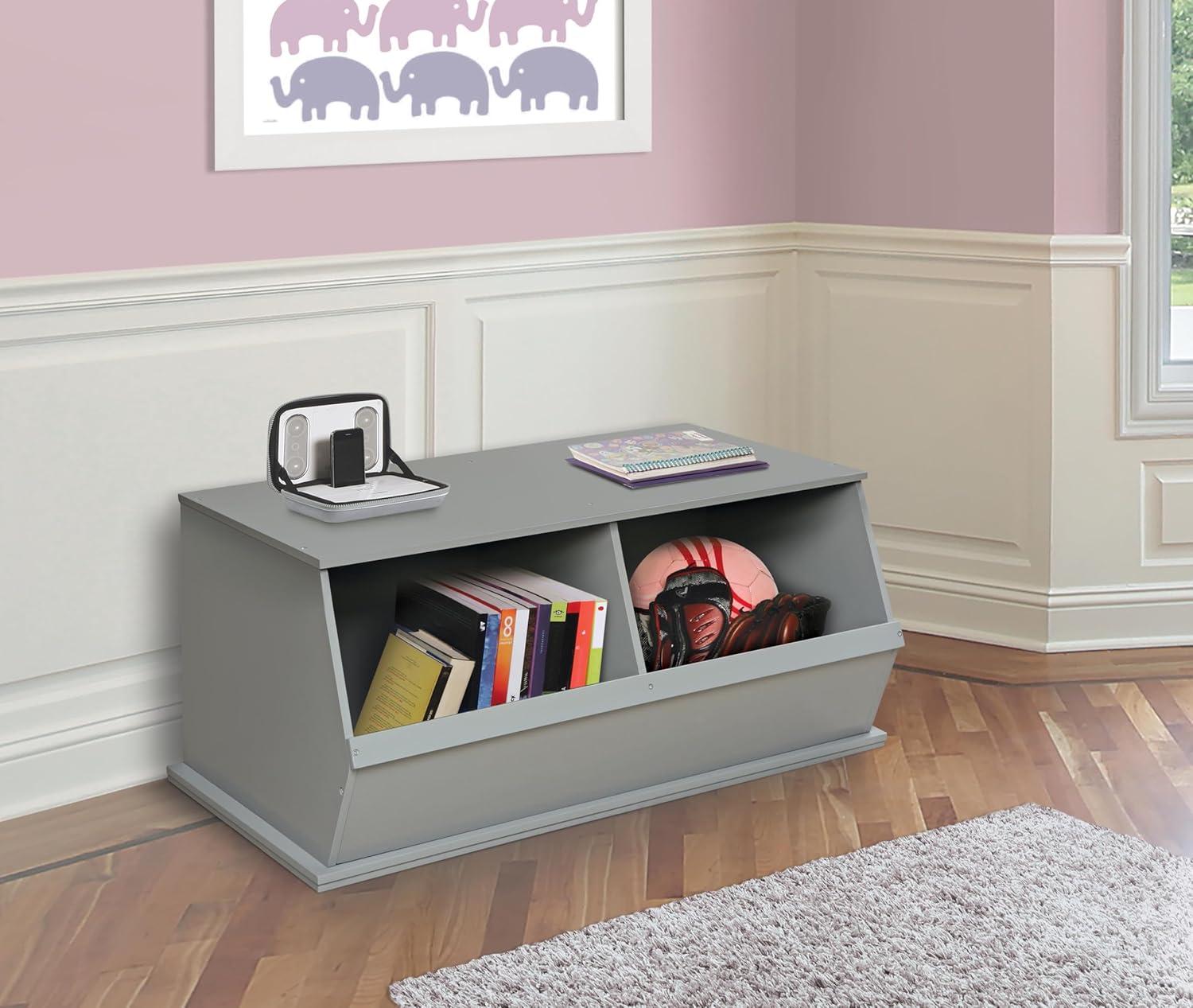 Badger Basket Two Bin Stackable Storage Cubby - Gray