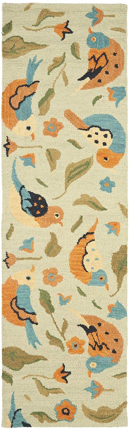 Blossom BLM676 Hand Hooked Runner Rug - Sage/Multi - 2'6"x10' - Safavieh.