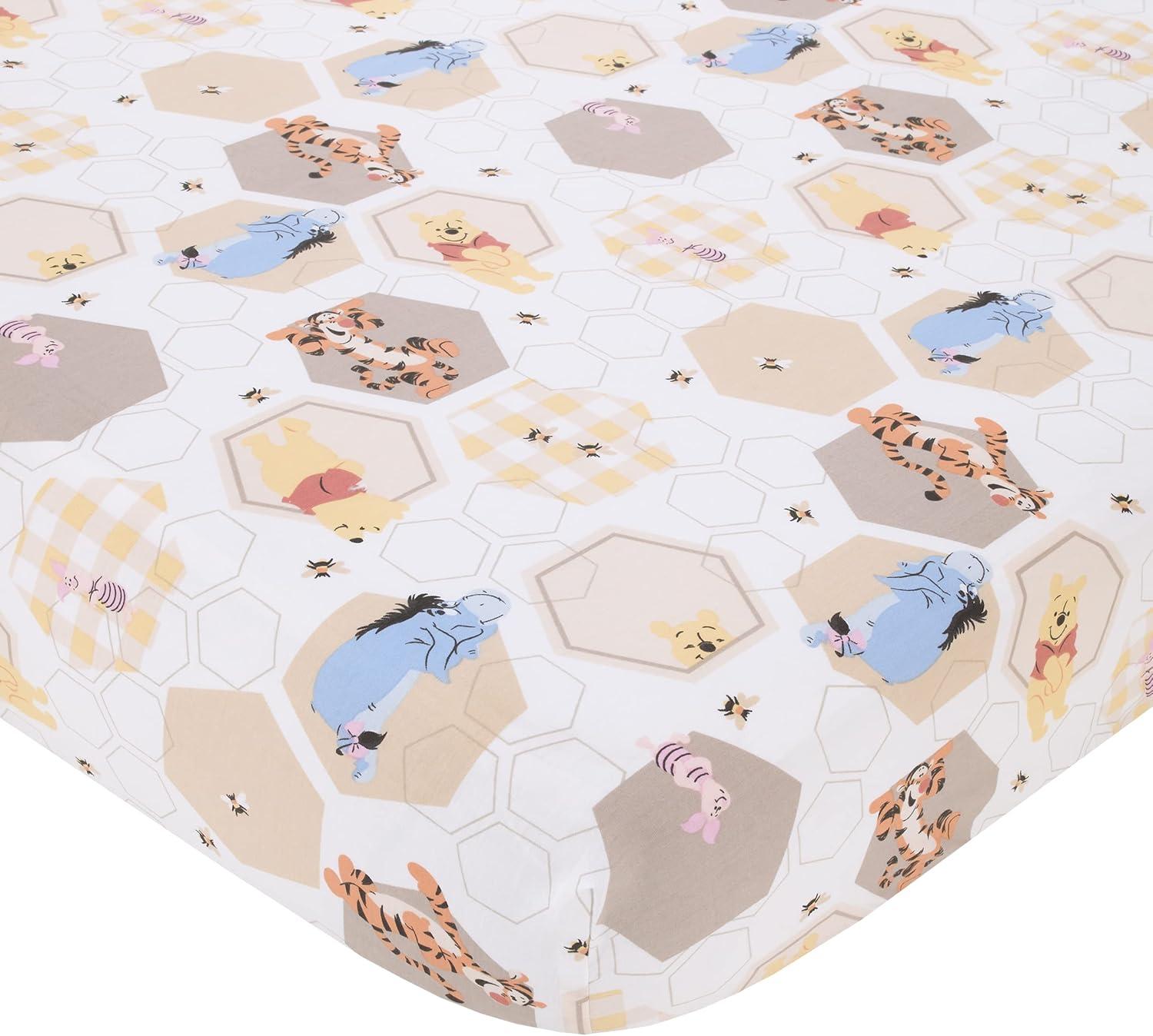 Disney NoJo Disney Winnie the Pooh Hugs and Honeycombs Patchwork with Piglet, Tigger and Eeyore 3 Piece Crib Bedding Set