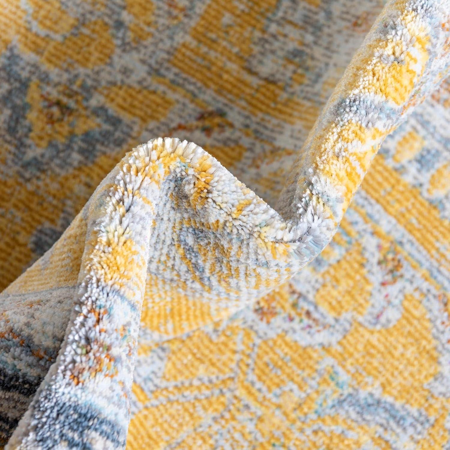 Unique Loom Baracoa Collection Area Rug - Prado (6'  Round Yellow/Ivory)
