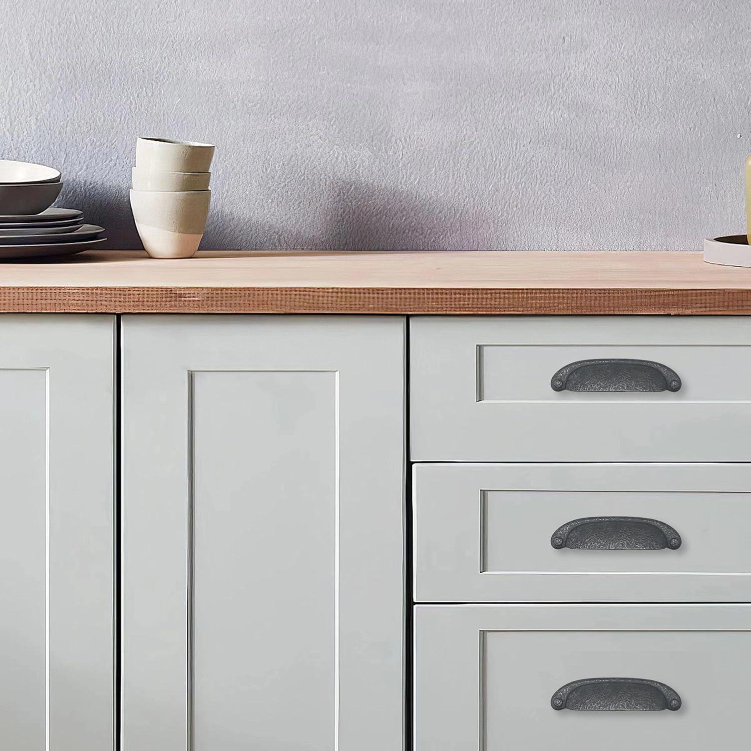 Refined Rustic Kitchen Cabinet Handles, Solid Core Drawer Pulls for Cabinet Doors, 3" & 3-3/4"(96mm)