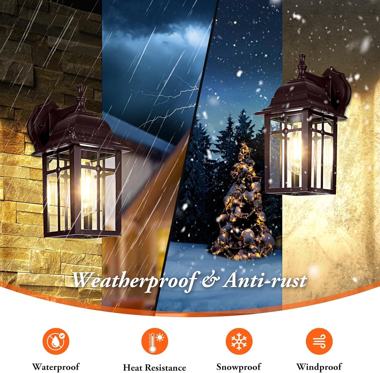 Outdoor Lights Fixtures Wall Sconce 2 Pack Black Porch Lights Outdoor Wall Lantern Decor Aluminum Anti-Rust Exterior Waterproof Outdoor Lights for House Patio Garage Front Door Entryway