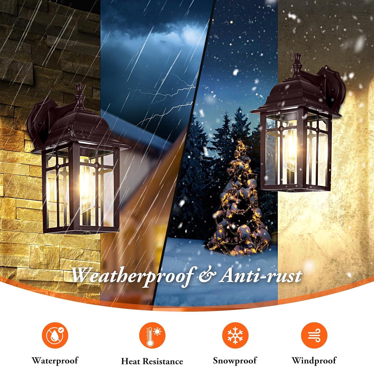 Outdoor Lights Fixtures Wall Sconce 2 Pack Black Porch Lights Outdoor Wall Lantern Decor Aluminum Anti-Rust Exterior Waterproof Outdoor Lights for House Patio Garage Front Door Entryway