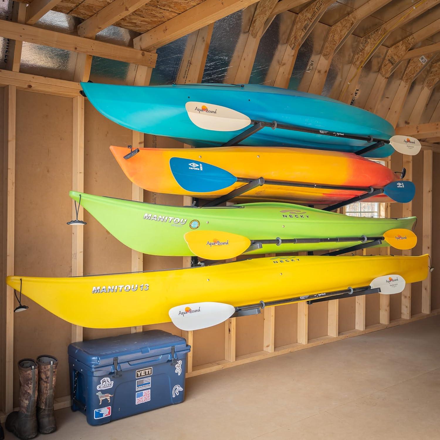 StoreYourBoard 4 Kayak Storage Rack, Wall Mounted Indoor Garage Organizer, Holds up to 400 lbs.