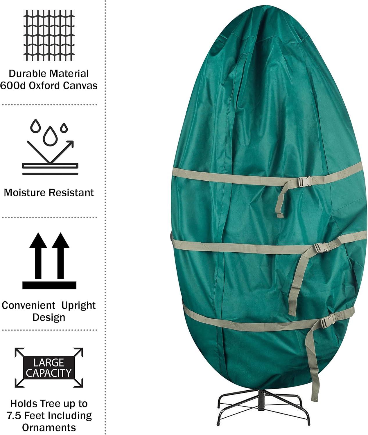 Tiny Tim Totes Upright Canvas Christmas Tree Storage Bag for 7.5-Foot Trees, Green
