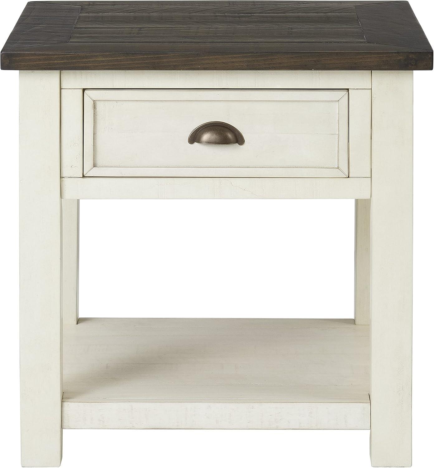 Martin Svensson Home Monterey End Table, Cream White and Brown