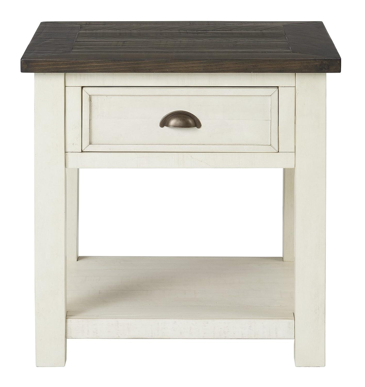 Martin Svensson Home Monterey End Table, Cream White and Brown