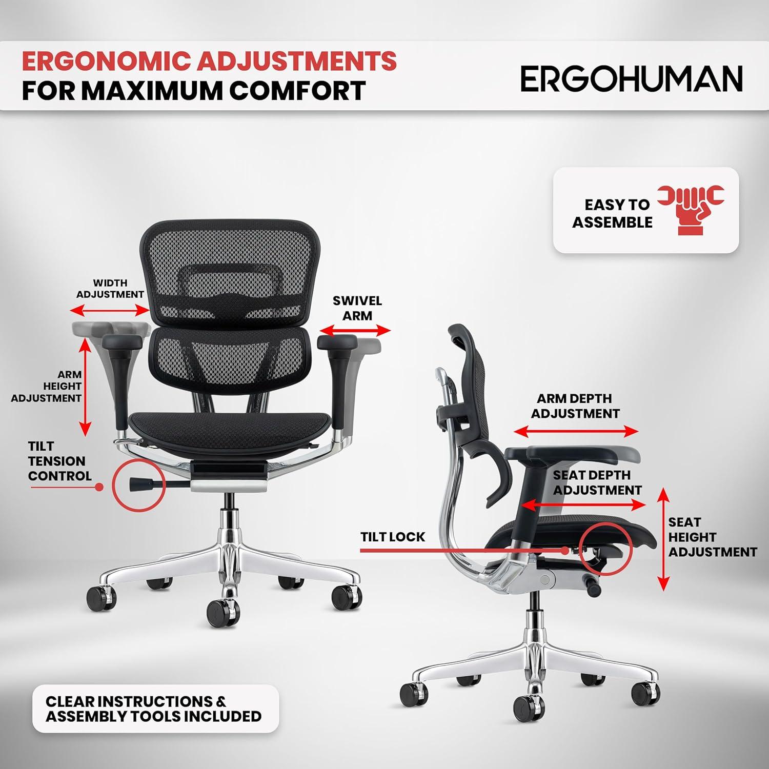 Ergo Executive High Back Swivel Chair in Black Mesh and Metal