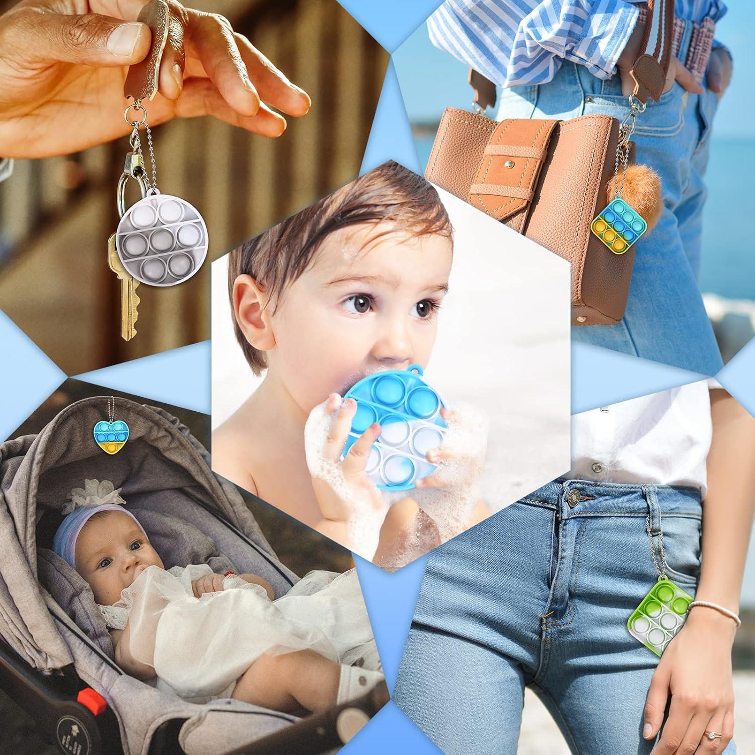 Arme 95Pcs Pop Fidget Toys,Party Favors Toddler Toy Pop Fidget Keychain Mini Fidget Toys Bulk Sensory Toys Stress Toys, Party Fidget Pack Popper Toy Gift for Girls Boys