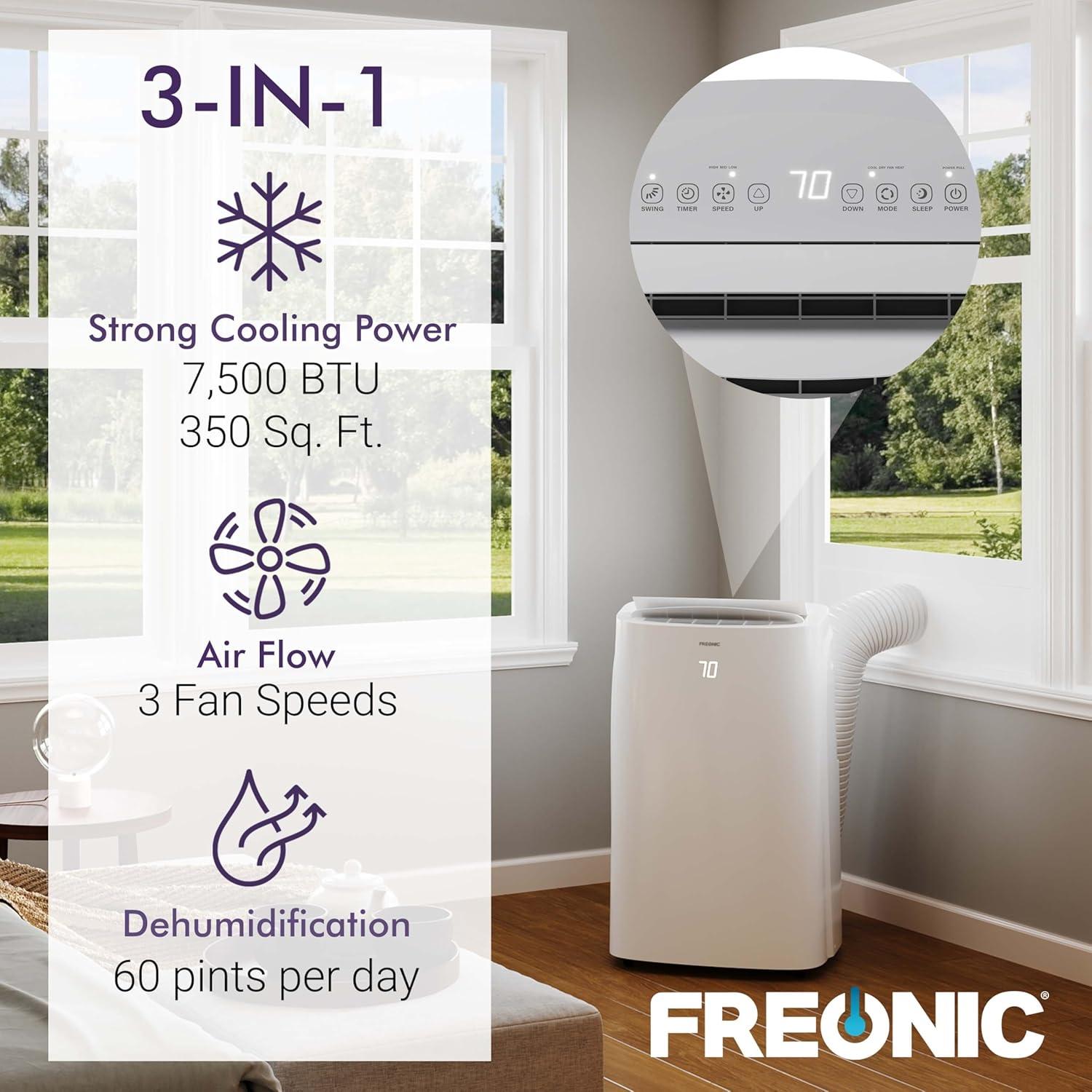 Freonic 10,000 BTU (7,500 BTU DOE) Portable Air Conditioner