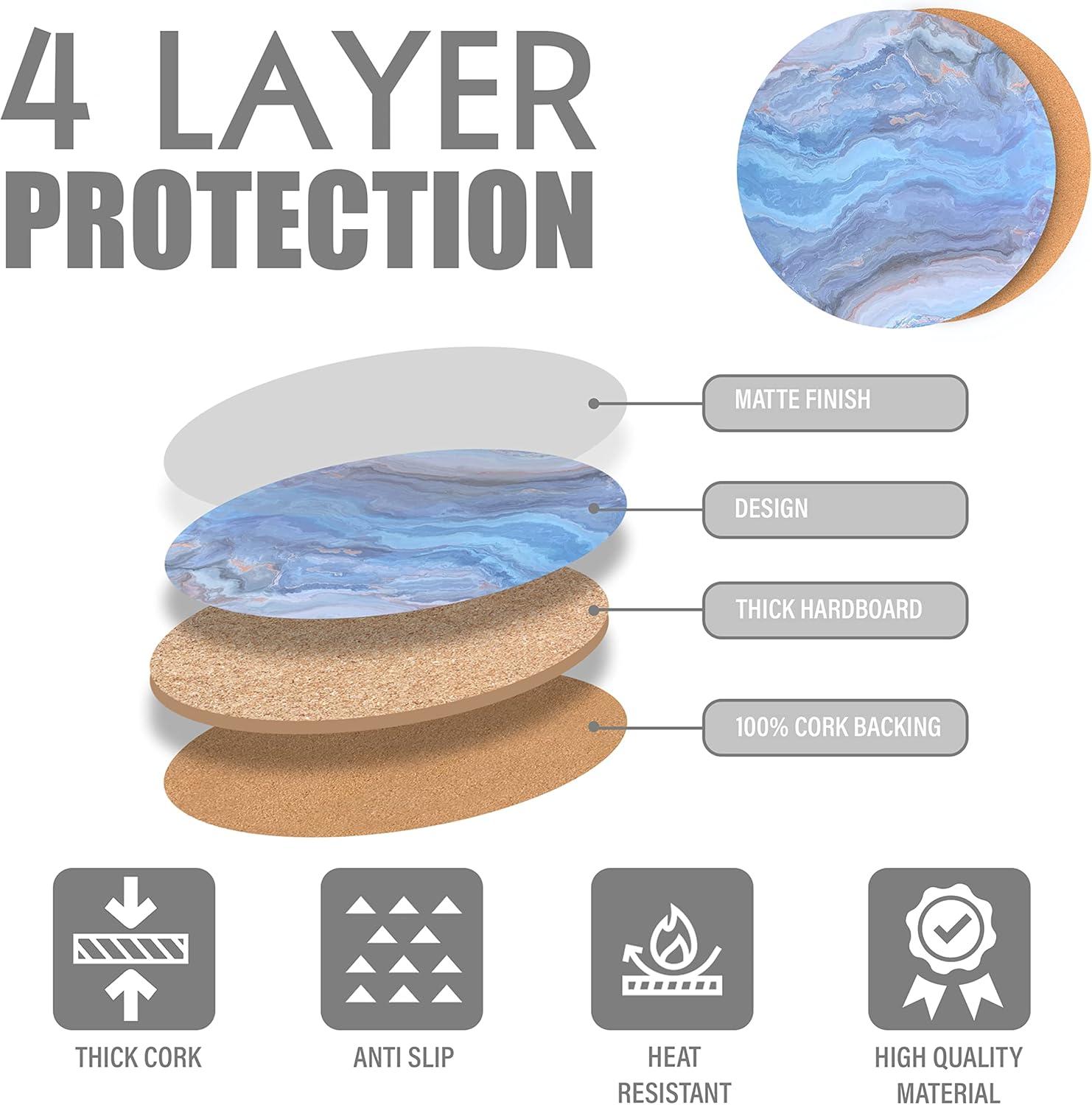 Dainty Home Placemats Dining Table Mat Table Decor Washable Non Slip Marble Round 15 X 15 Navy (Set of 8)