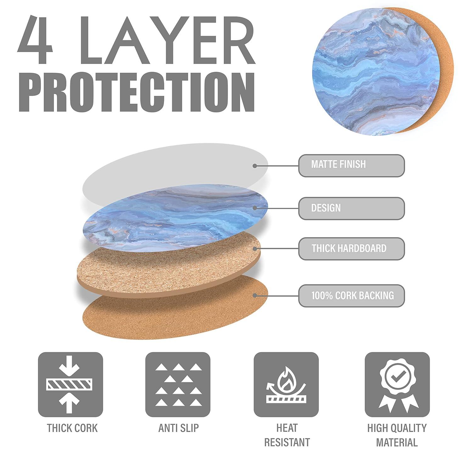 Dainty Home Placemats Dining Table Mat Table Decor Washable Non Slip Marble Round 15 X 15 Navy (Set of 8)