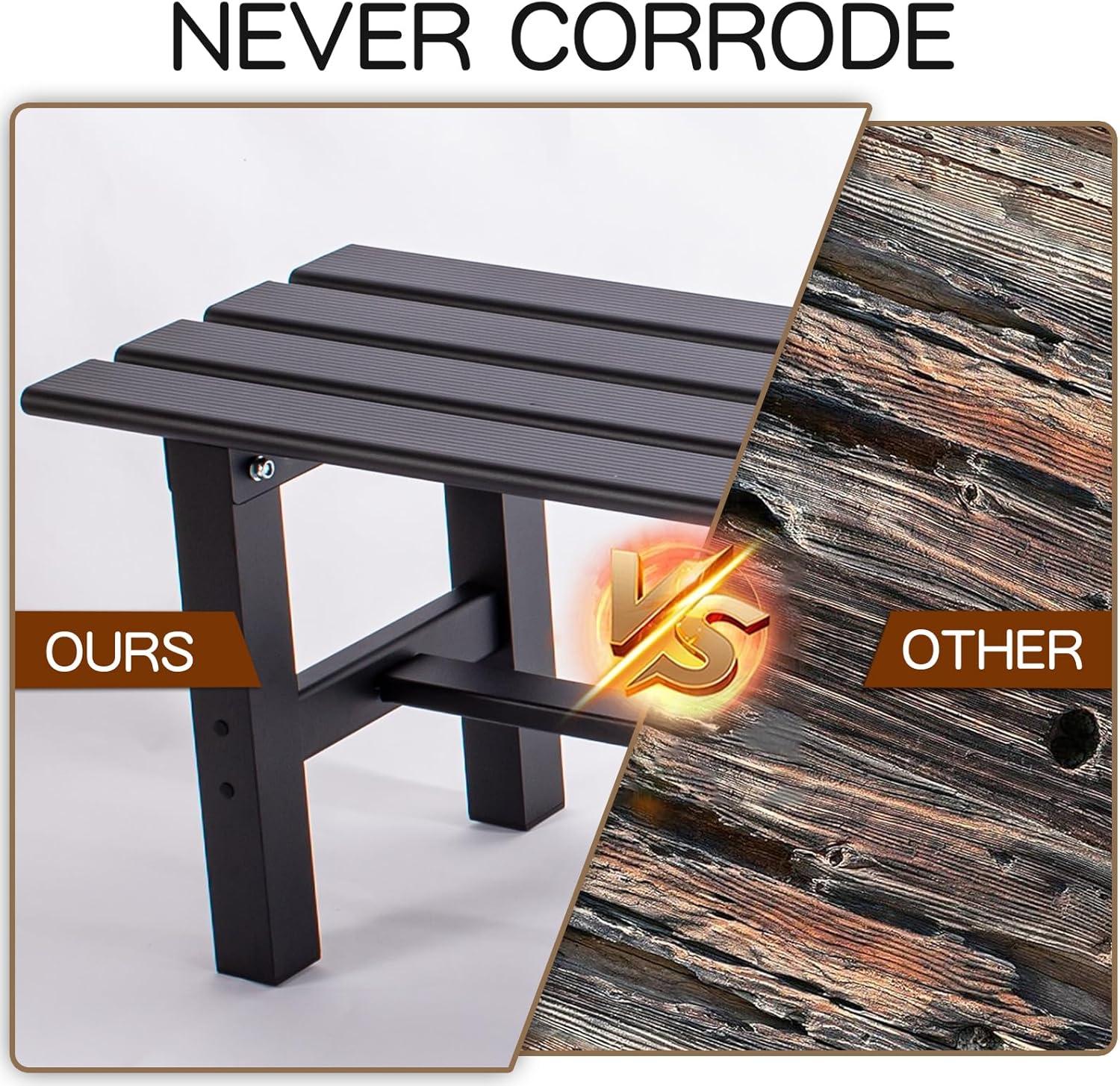 47-Inch Black Aluminum Backless Outdoor Bench