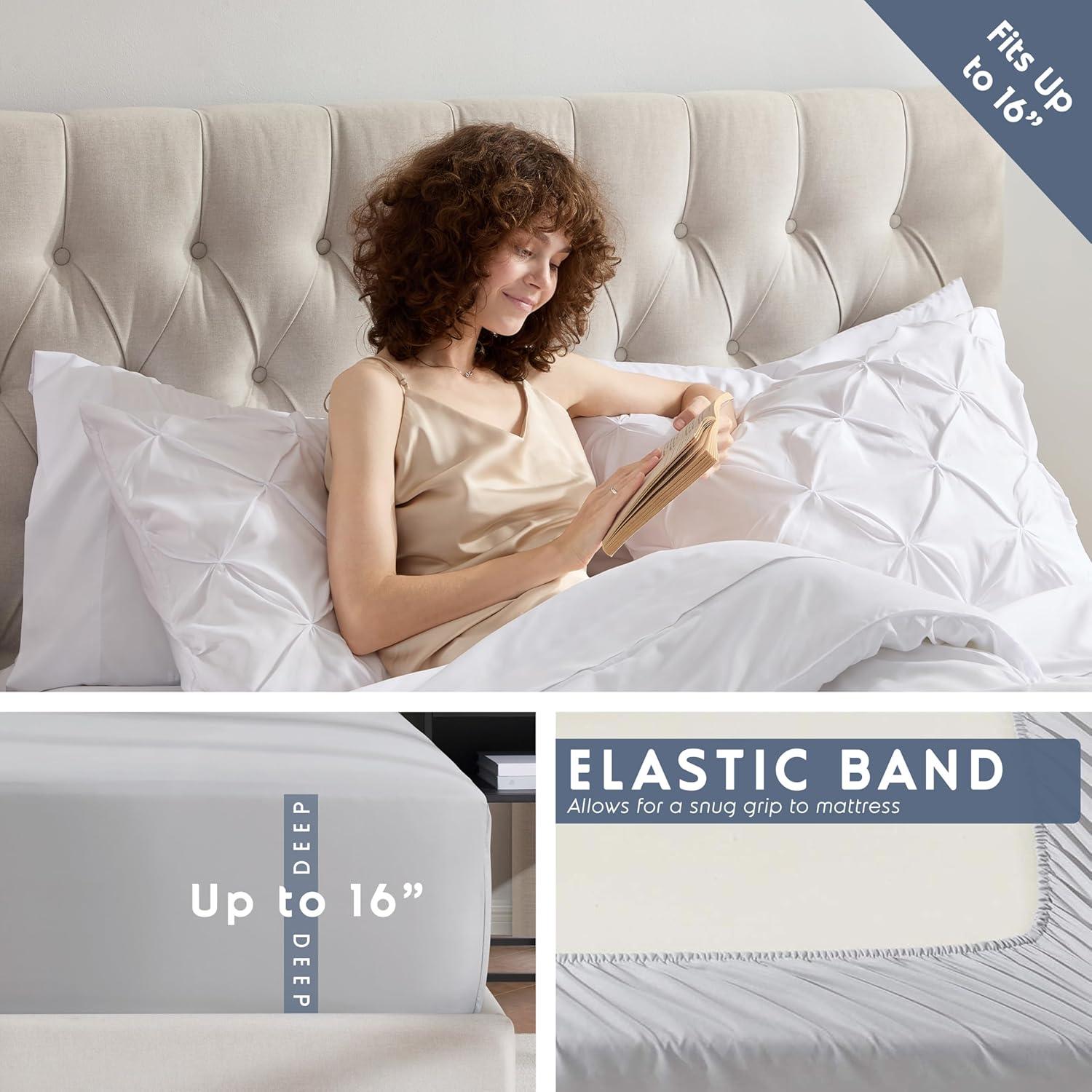 Nestl Bed-in-A-Bag Pleated Comforter Set with Bed Sheets