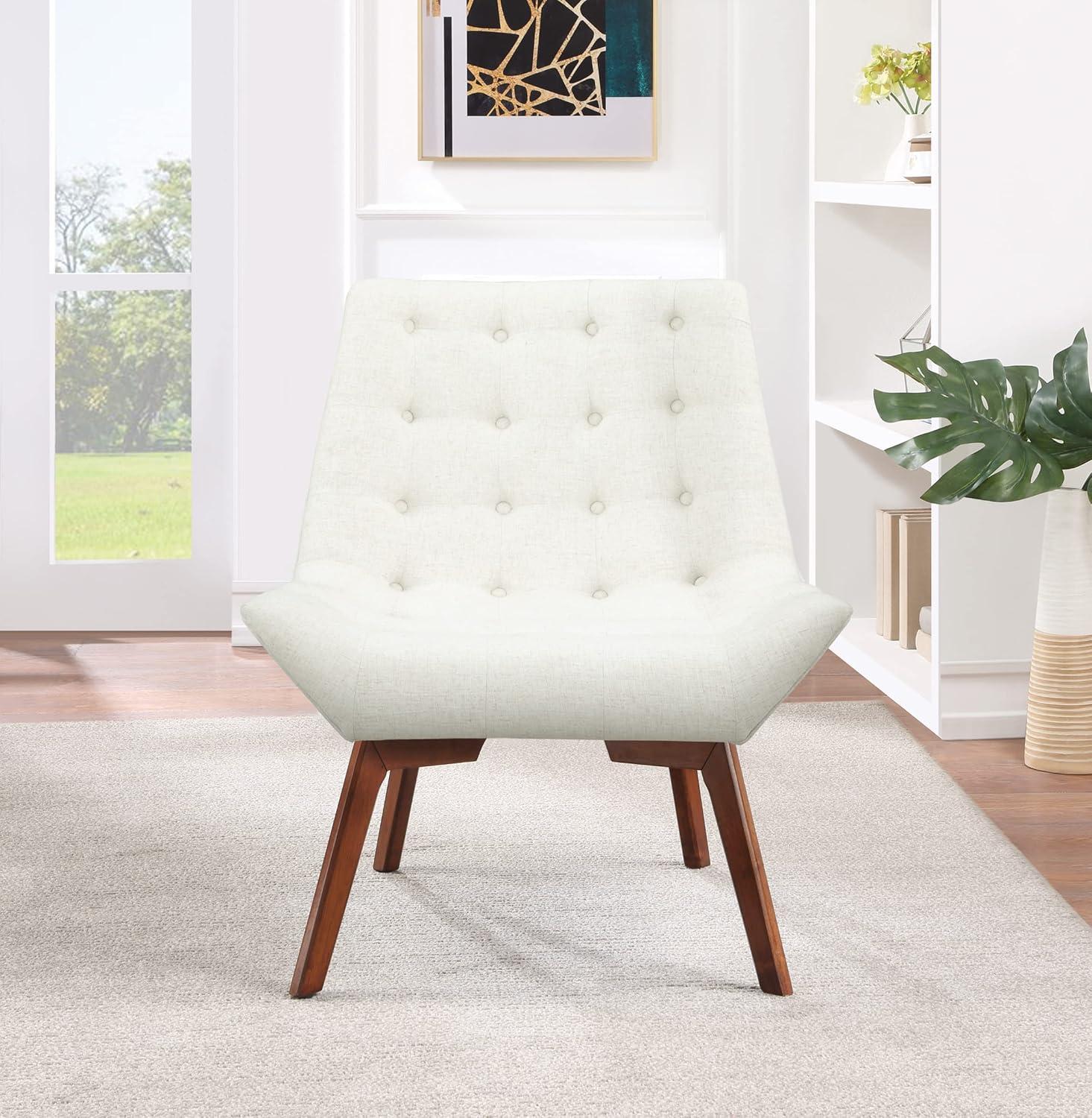 OSP Home Furnishings Shelly Tufted Chair in Linen Fabric with Coffee Legs K/D