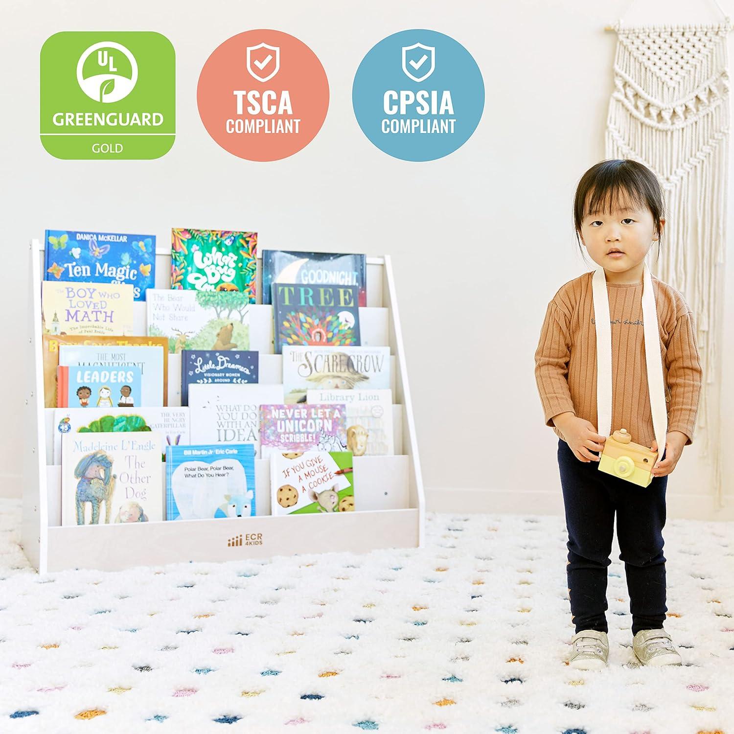 ECR4Kids Single-Sided Book Display, White Wash