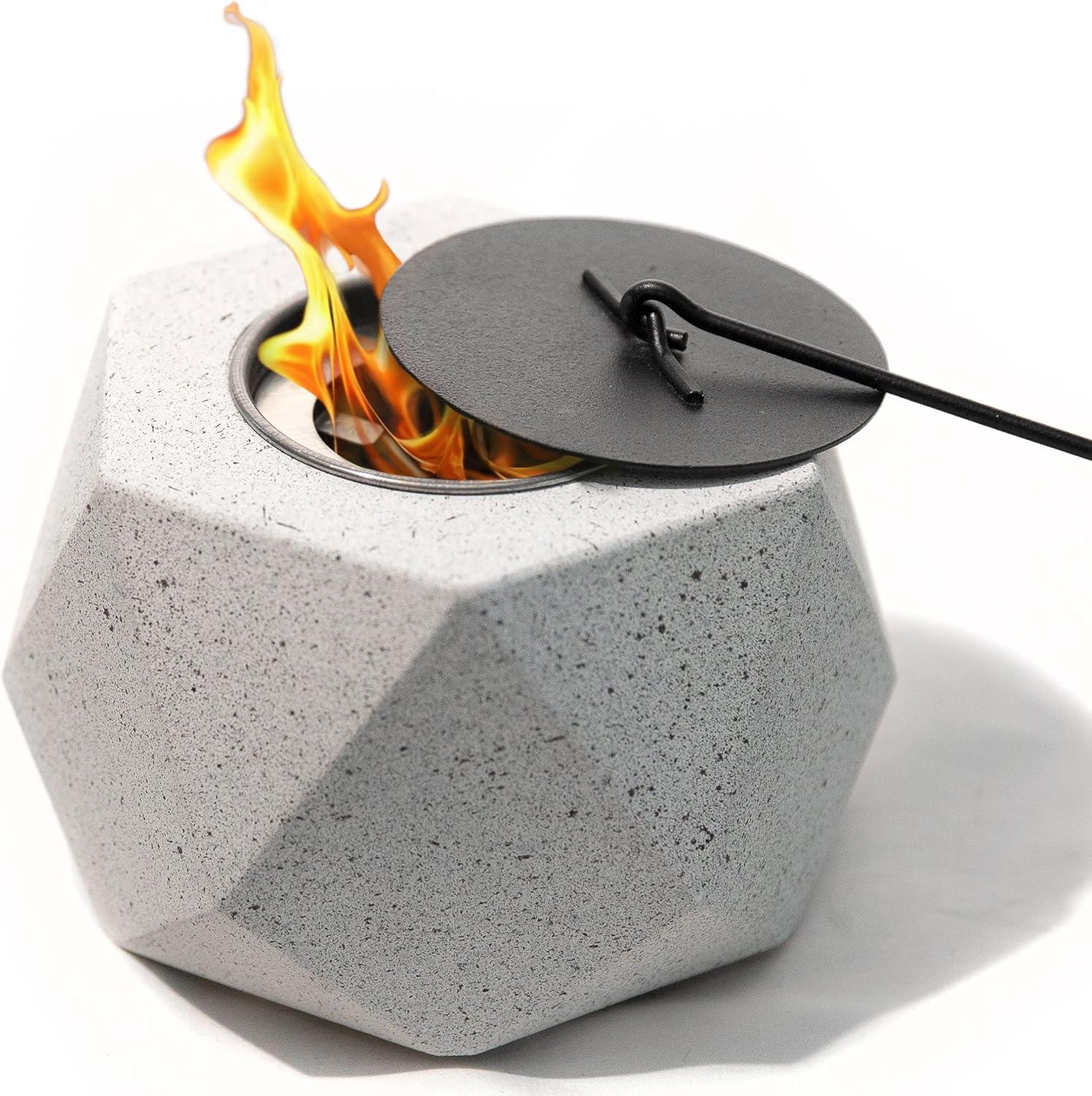 Geometric Concrete Tabletop Fire Pit with Gel Fuel