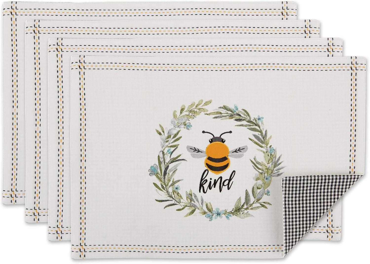 DII Bee Kind Reversible Embellished  Multi-Color Placemat (Set of 4) 13x19