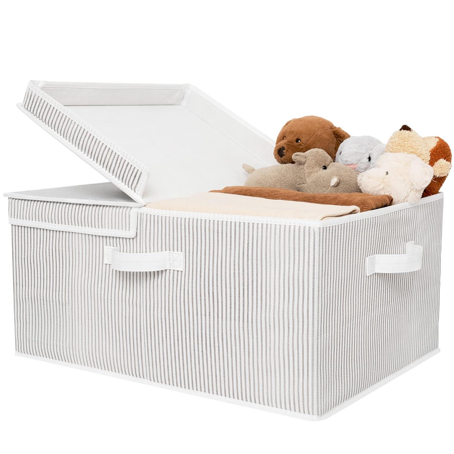 GRANNY SAYS Fabric Storage Bin with Lid, Decorative Storage Box, Extra Large Storage Baskets, Closet Organizer, Gray, 1-Pack