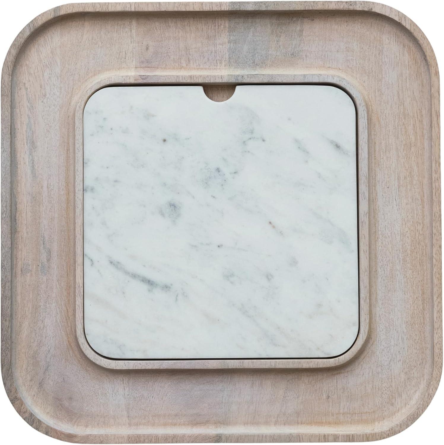 Marble And Wood Cutting Board On A Dish