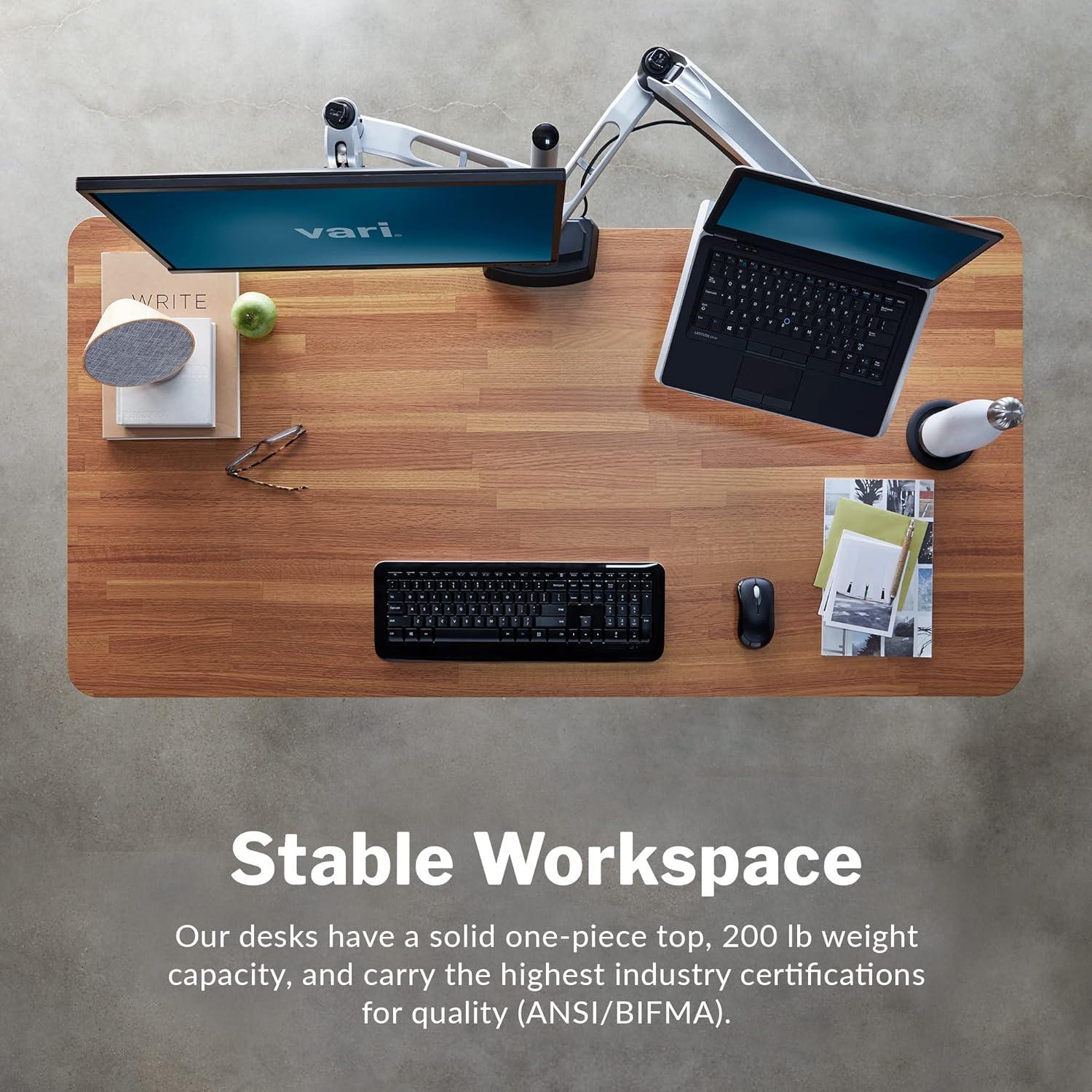 Vari Electric Standing Desk - 60x30 VariDesk, Adjustable Height Stand Up Computer Desk - Dual Motor with Memory Presets, Stable T-Style Legs- Home Office Essentials - Butcher Block