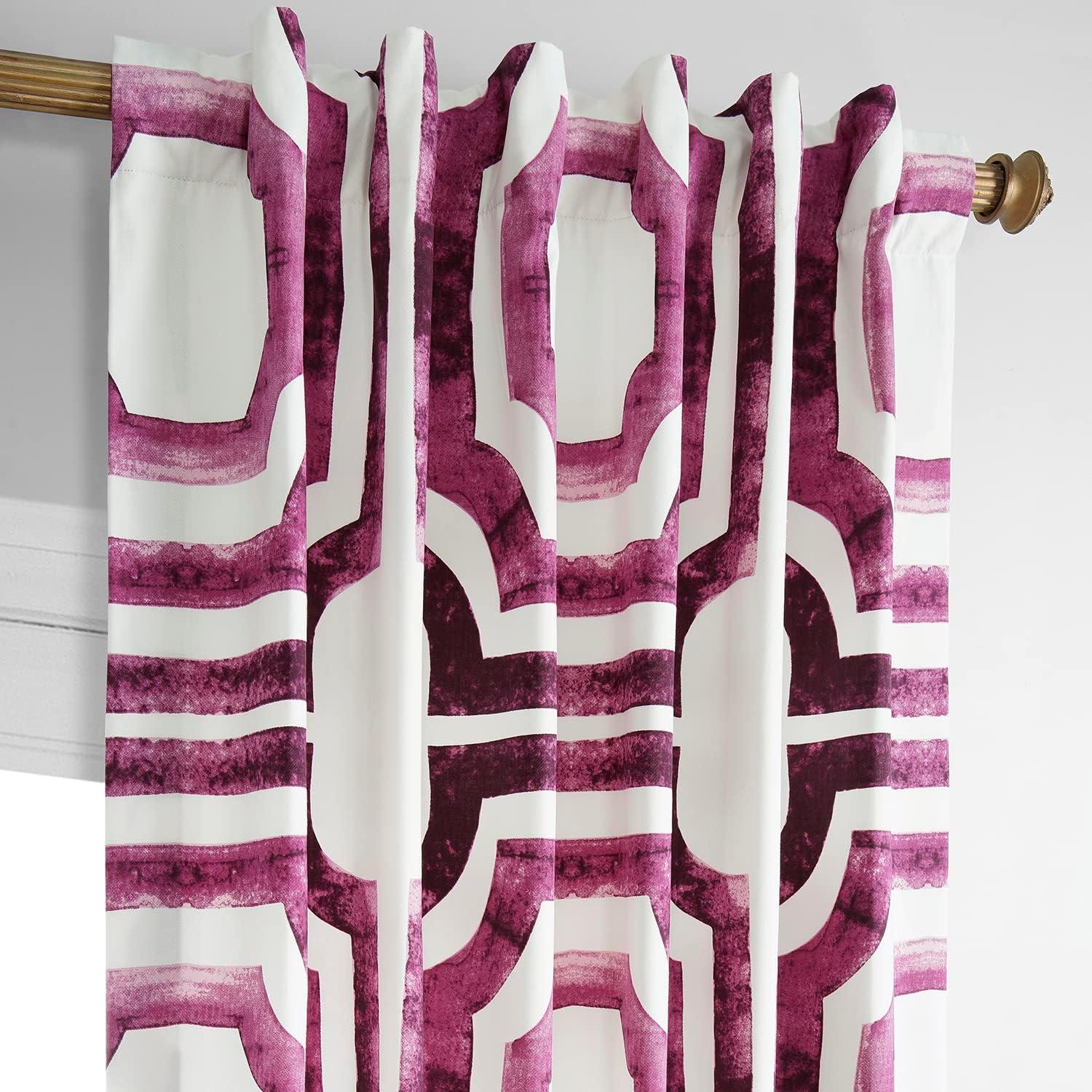 Mecca Pink Printed Cotton Curtain (1 Panel), Mecca Pink, 50W X 96L