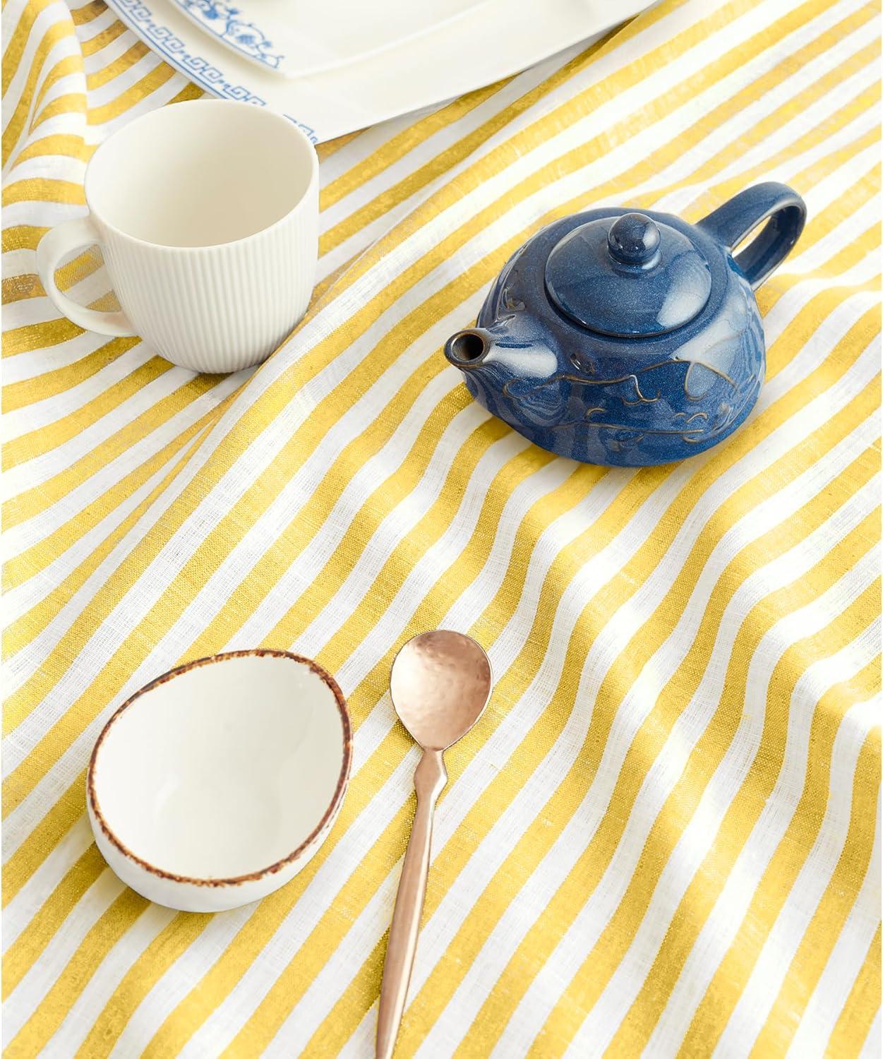 Solino Home Amalfi Stripe - 100% Pure Linen Tablecloth