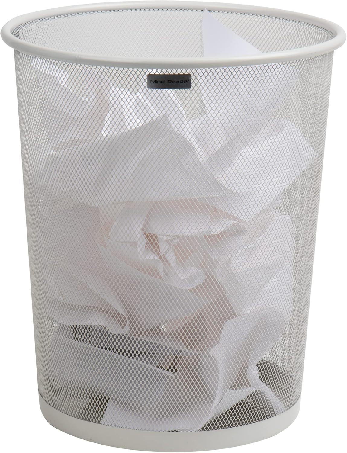 Mesh Trash Can, 16.65L (4.4 gal), Waste Paper Basket, Round, Metal, 11.5"L x 11.5"W x 13.75"H