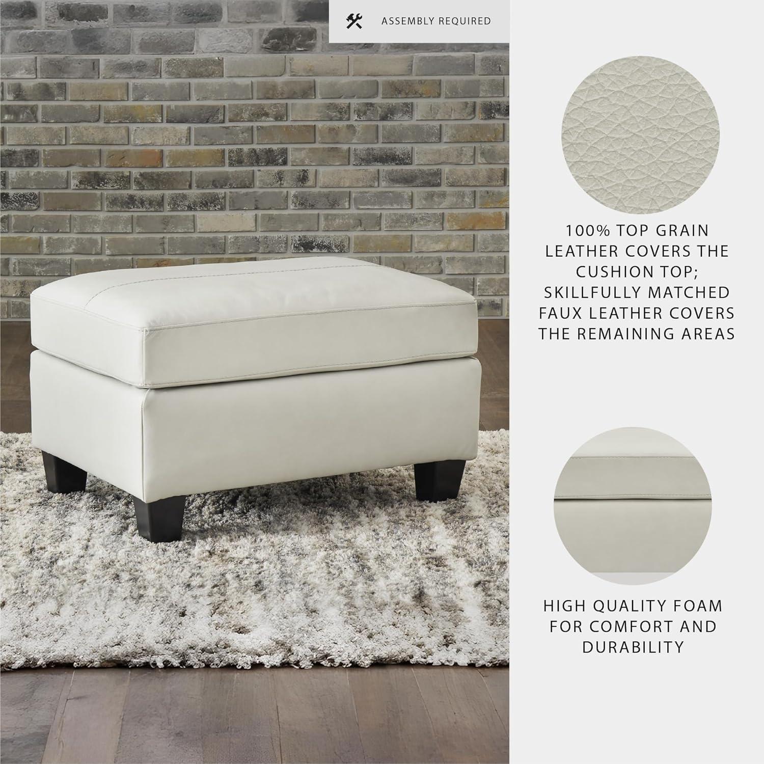 Signature Design by Ashley Contemporary Genoa Ottoman Leather Coconut