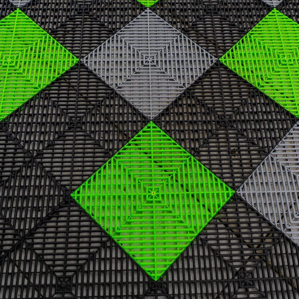 12"x12" Green PVC Floor Tile, for Garage