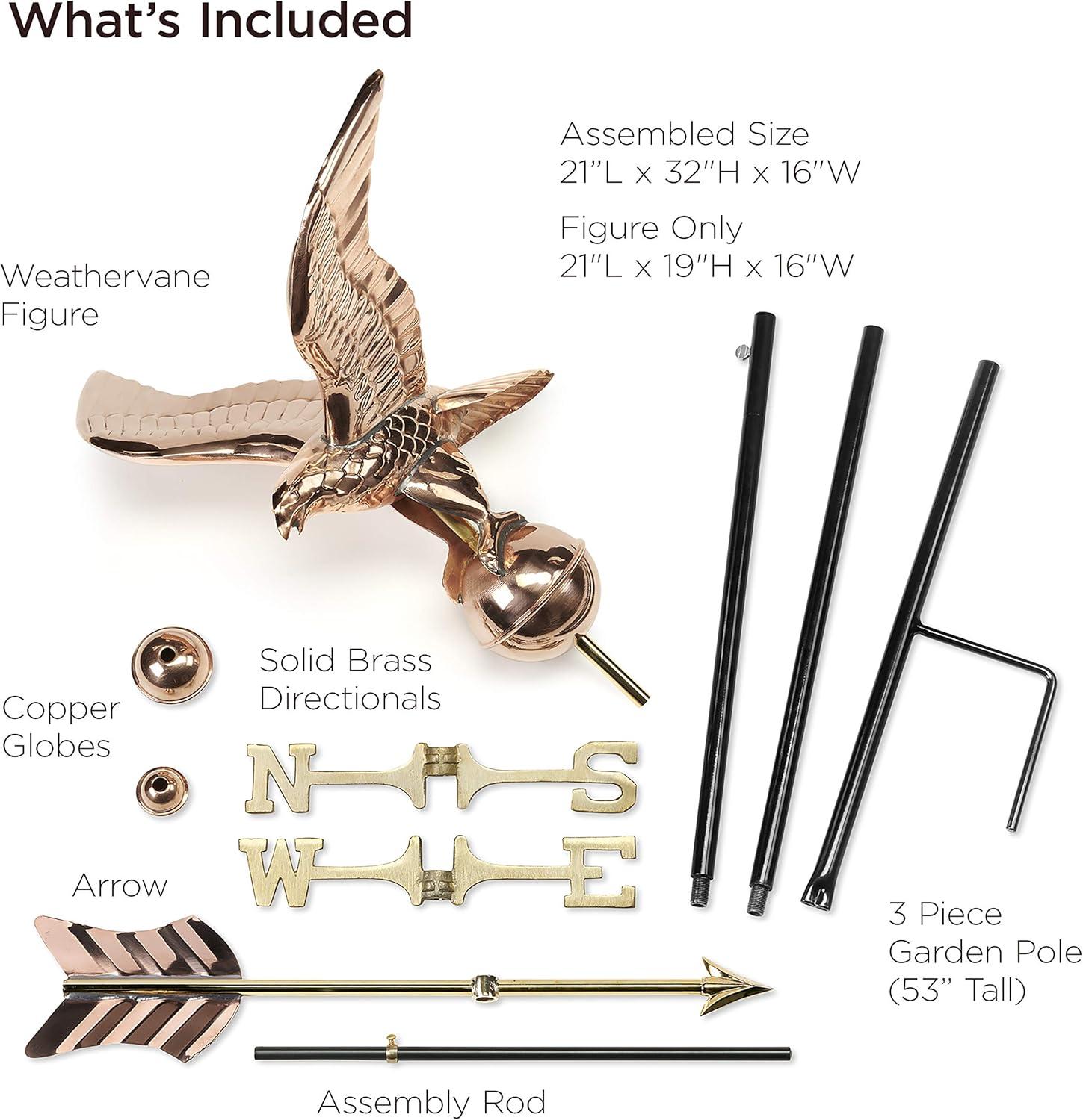 American Eagle Copper Weathervane with Roof Mount