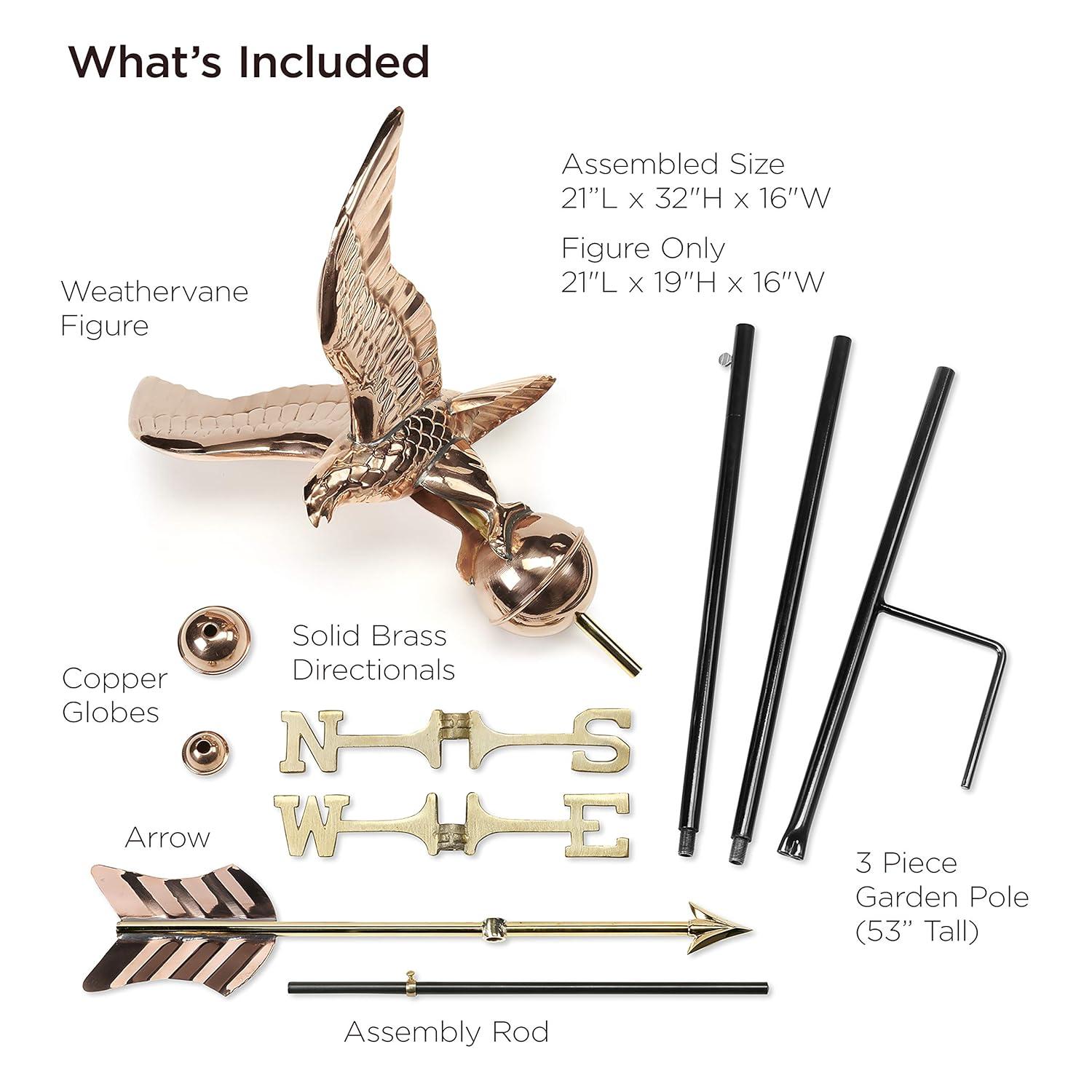 American Eagle Copper Weathervane with Roof Mount