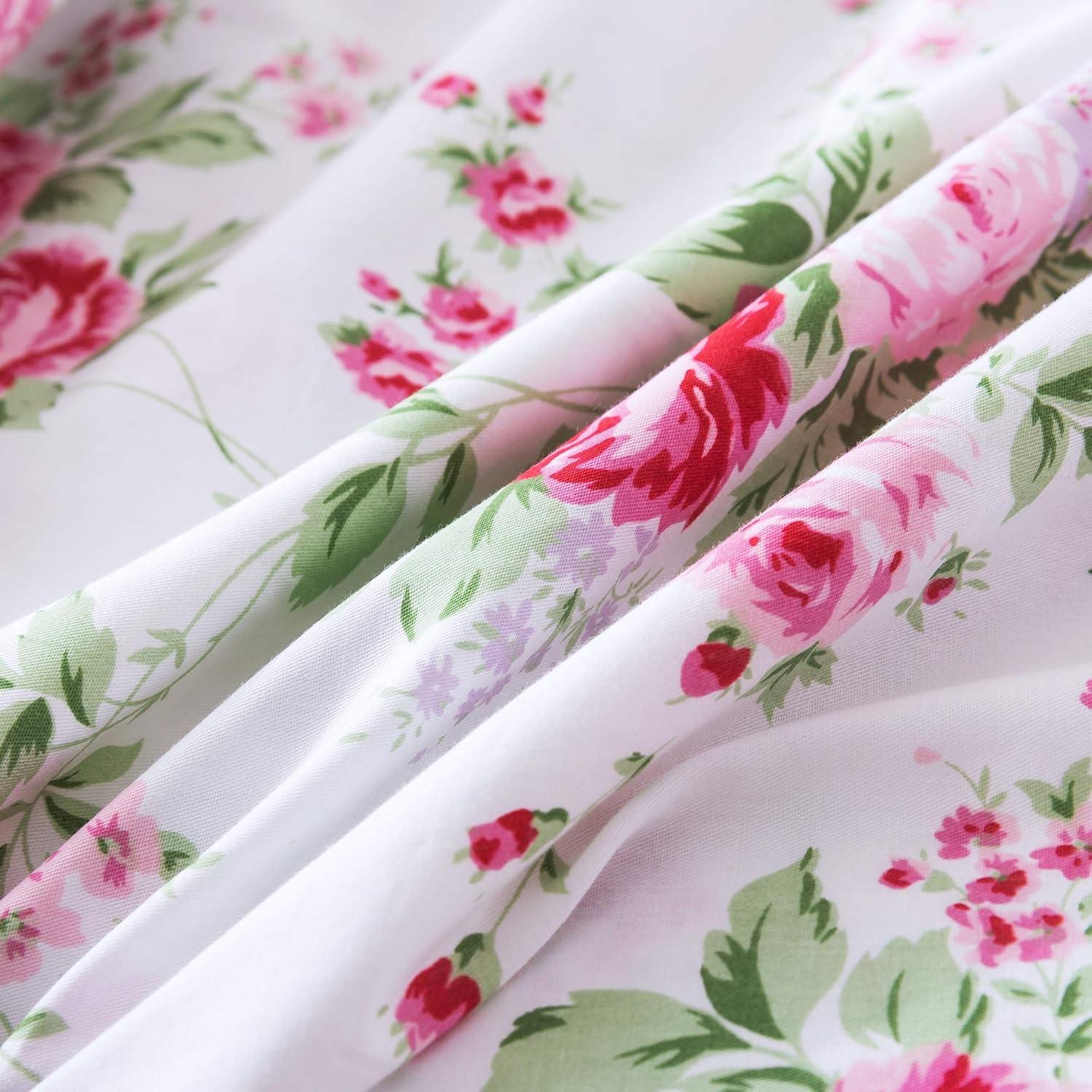 Pink Floral Cotton Ruffled Standard Pillowcases