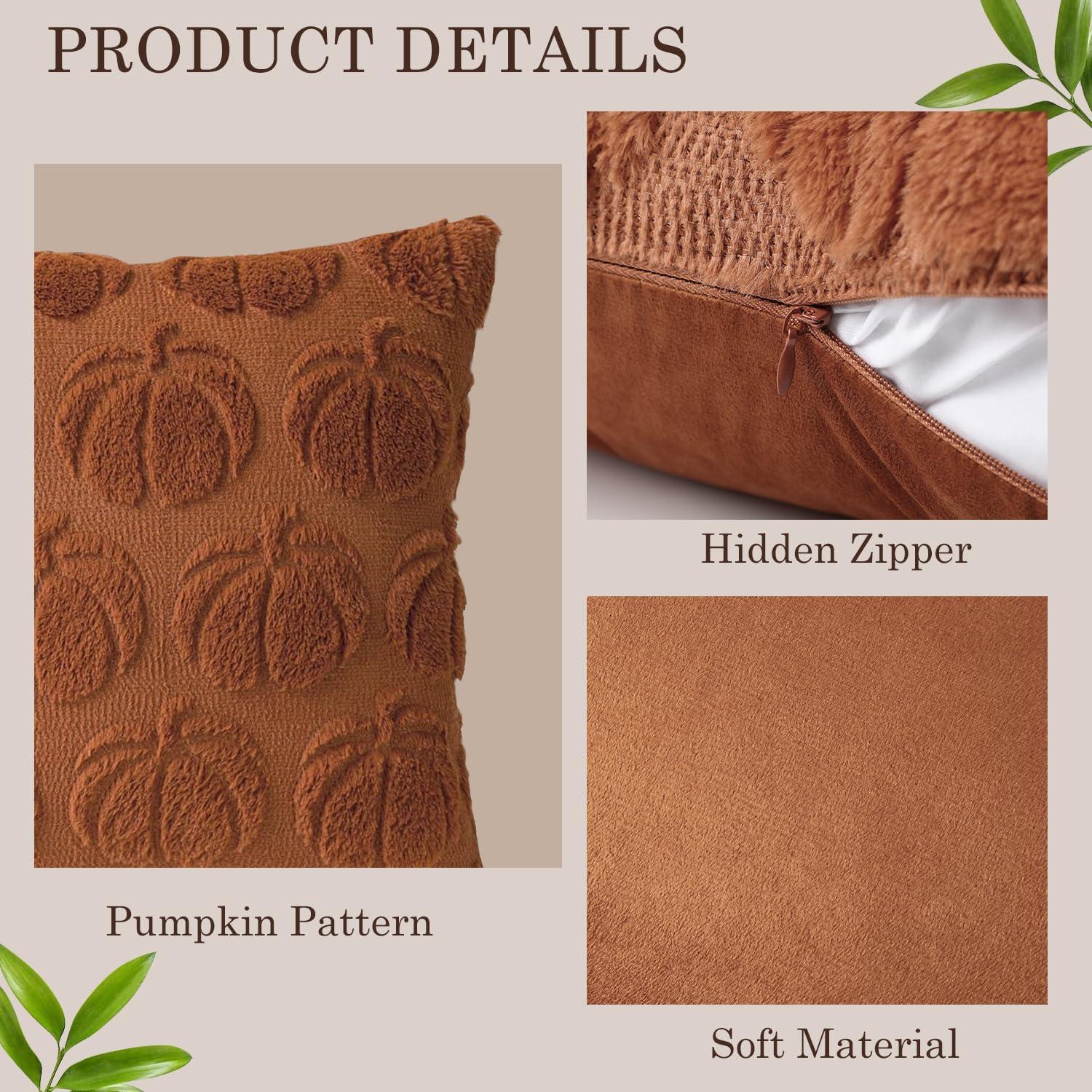 Clearance Deals!Crcmjuhgsa Pillow Case 2pc Pumpkin Fall Decorative Throw Pillow Covers 18"x18" Soft Faux Pillow Covers For Autumn Plush Pillow Cases For Farmhouse Halloween Decor