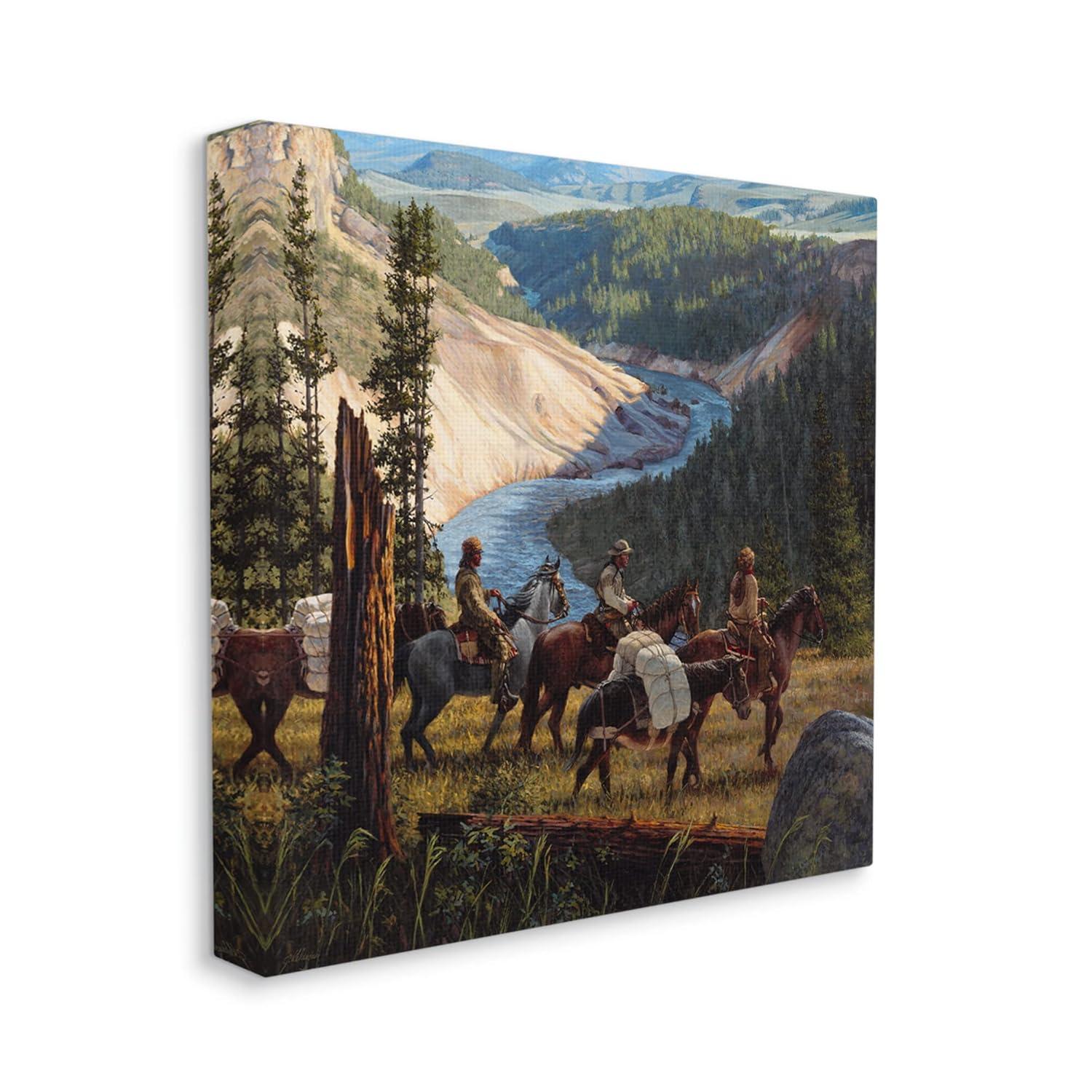 Stupell Industries Yellowstone Equestrian Landscape Animals & Insects Painting Gallery Wrapped Canvas Print Wall Art