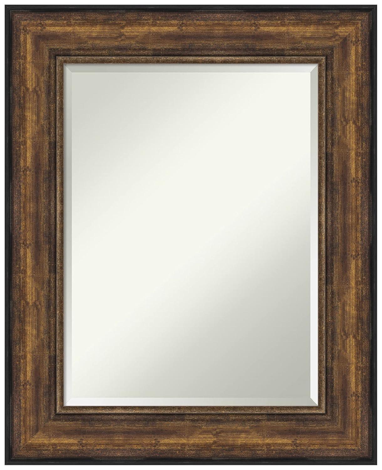 Medium Rectangle Bronze Bronze/Copper Metallic Beveled Glass Modern Mirror (31.5 in. H x 25.5 in. W)
