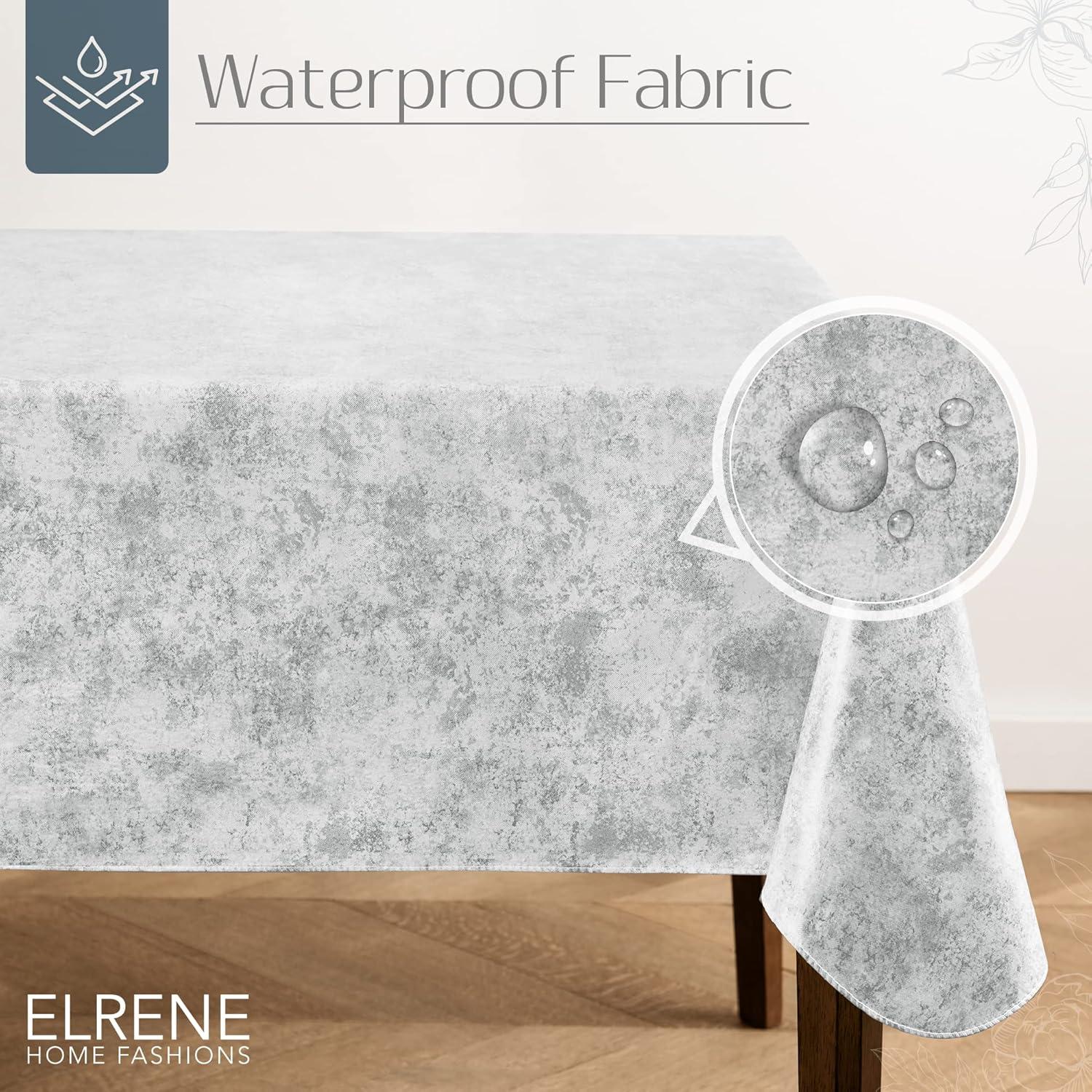 Marble Water- and Stain-Resistant Vinyl Tablecloth with Flannel Backing, 60 Inches X 120 Inches